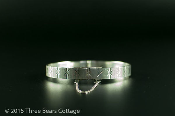 Silver Bangle with Engraved Star Design