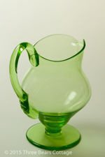 Green Vaseline Glass Jug with Foot