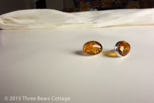 Amber and Silver Oval Stud Earrings