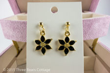 Black Enamel Flower Earrings