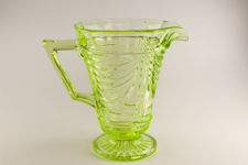 Sowerby Green Vaseline Glass Jug and Glasses