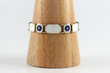 David Andersen Vermeil Sterling Silver Bracelet Of White Panels and Blue Flowers