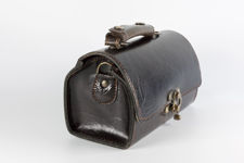 Small Dark Brown Leather Barrel Bag