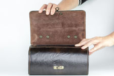 Small Dark Brown Leather Barrel Bag