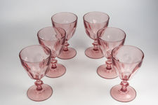 Pale Cranberry Lead Crystal Wine Glasses