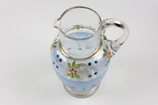 Small Blue Hand-Painted Glass Jug