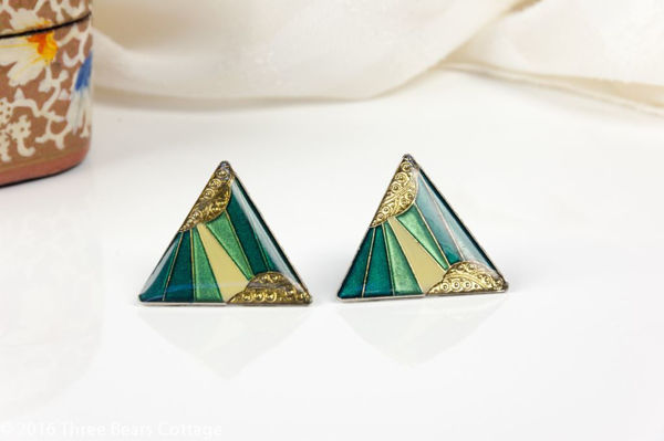 Triangular Art Deco Pierre Bex Style Earrings