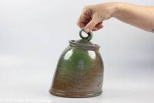Jane Hamlyn Green Salt Glazed Leaning Jar
