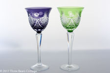 Multi-coloured Cut-to-Clear Lead Crystal Wine Glasses