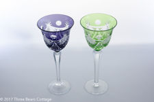 Multi-coloured Cut-to-Clear Lead Crystal Wine Glasses