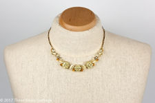 Coro Jewelcraft Citrine Coloured Rhinestone Flower Necklace