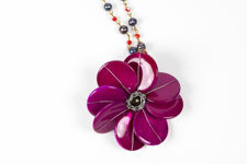 Butler & Wilson Magenta Flower Pendant Necklace and Earrings