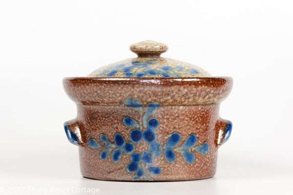 Blue On Brown Salt Glazed Pot