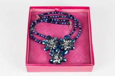 Butler & Wilson Iridescent Blue Flower Necklace