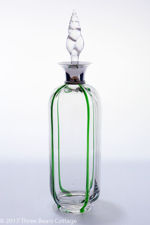Ollivant & Botsford Silver Mounted Green Trailed Glass Decanter