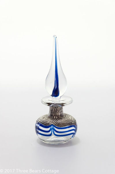 Tom Young Silver and Blue Overlaid Glass Scent Bottle