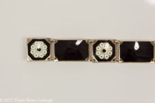 David Andersen Vermeil Sterling Silver Bracelet Of Black Panels and White Flowers