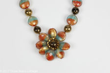 Butler & Wilson Multi Coloured Pebble Bead Flower Necklace