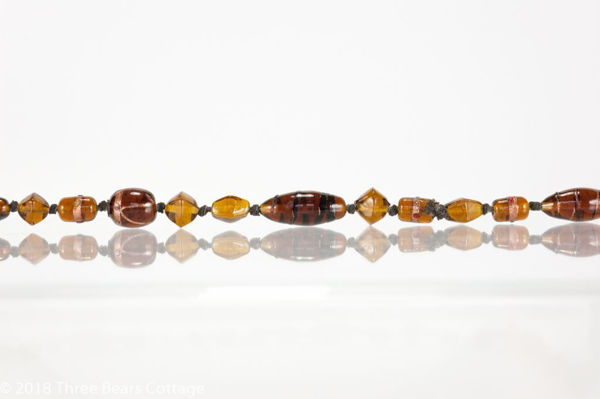 Murano Glass Brown and Amber Coloured Rope Length Necklace