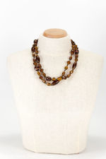 Murano Glass Brown and Amber Coloured Rope Length Necklace