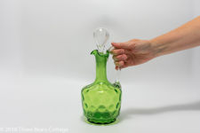Victorian Dimpled Green Glass Claret Jug