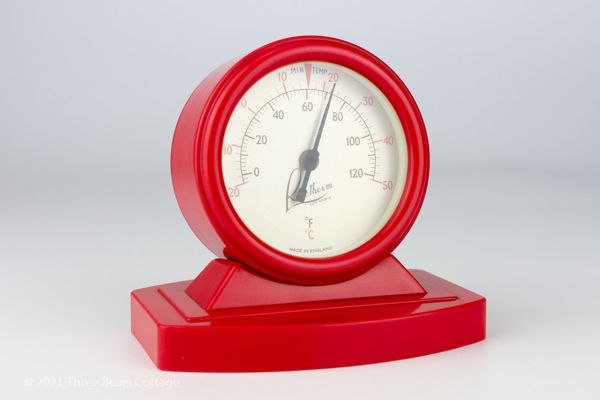 Front view 1 of Rototherm Red Bakelite Dual Scale Desk Thermometer 