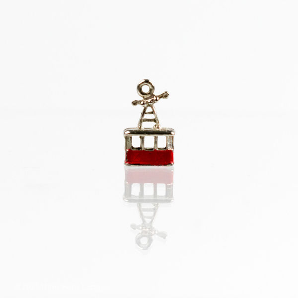 Main view  of hand-painted alpine cable car charm