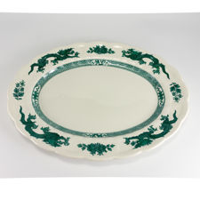 Angled top view of Booths of Staffordshire 1920s "Green Dragon" Platter