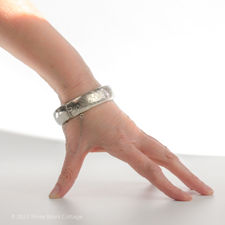 Size demonstration of Sterling Silver Cuff Bracelet Bangle.