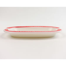 Side view of St Raphaël Aperitif Red & White Glass Ashtray