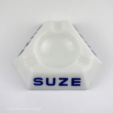Overhead view of  Suze White & Blue Glass Ashtray