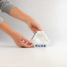Size demonstration of  Suze White & Blue Glass Ashtray