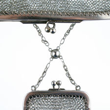 Purse attachment on  an Antique Silver Chainmail Mesh Evening Bag & Purse