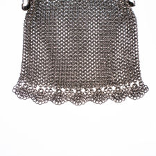 Close up view of the tassels on a Solid Silver Chainmail Mesh Coin Purse