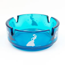 Angled view number 2 of blue glass Gitanes ashtray