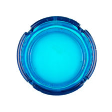 Overhead view of blue glass Gitanes ashtray