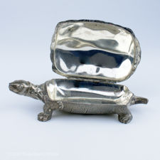 Interior view of the lid from a Silver Plated Turtle Trinket Box