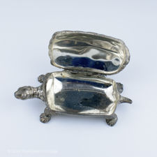 Interior view of a Silver Plated Turtle Trinket Box