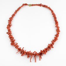 Main view of vintage red coral necklace