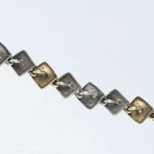 Rear view with hallmarks on a vintage Silver, Brushed Silver & Gold Vermeil Square Necklace