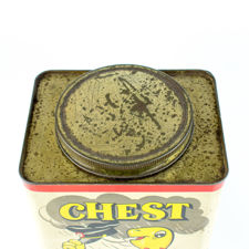 Top view of a large retail Chest brand cough sweets tin