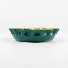 Profile view of Green and Yellow Perrier Bottle Cap Ashtray