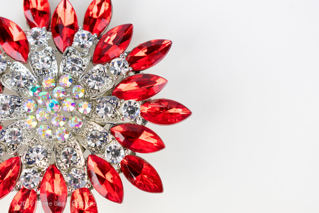 Fire & Ice Red & Clear Crystal Star Brooch