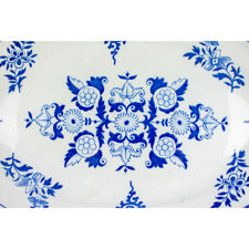 Close up of the main transfer of a Société Céramique Rouen Blue & White Serving Dish 