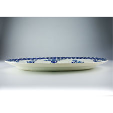 Profile view of a Société Céramique Rouen Blue & White Serving Dish 