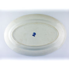 Underside view of a Société Céramique Rouen Blue & White Serving Dish 