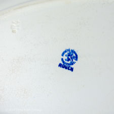 The Rouen pattern name and maker's mark of a Société Céramique Rouen Blue & White Serving Dish 