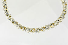 Coro Jewelcraft White Silver and Gold Coloured Rhinestone Choker Necklace