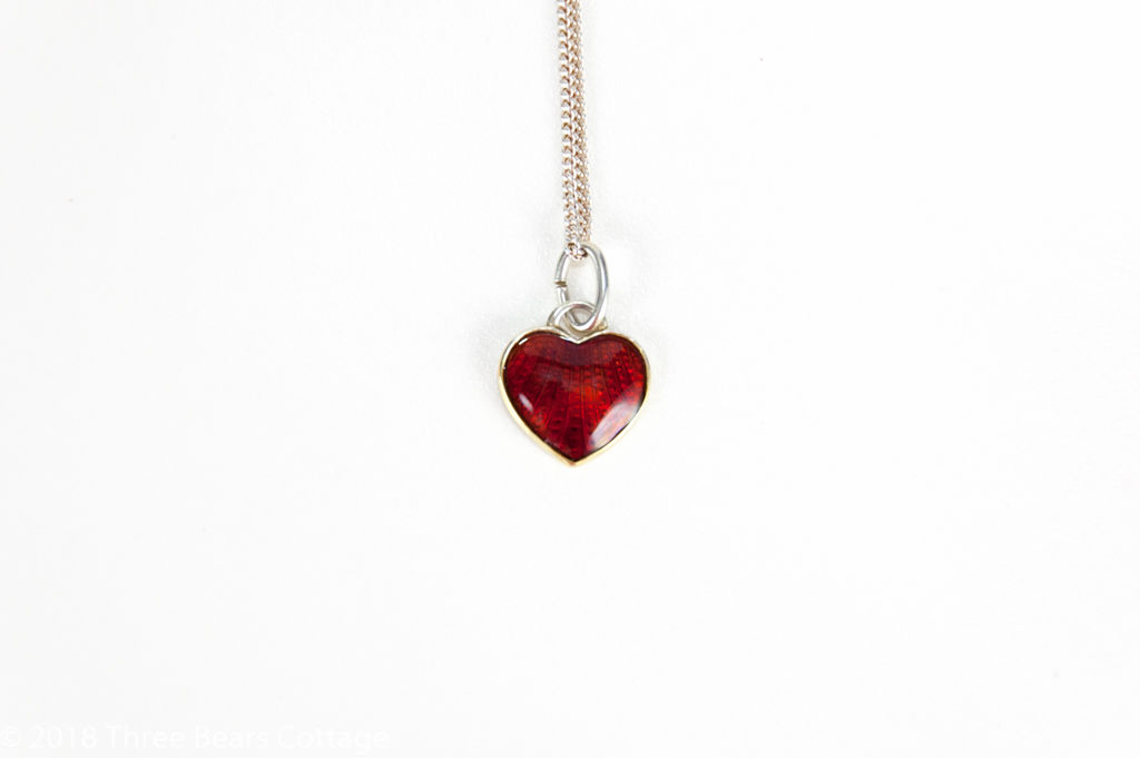 David Andersen Silver and Red Enamel Heart Pendant