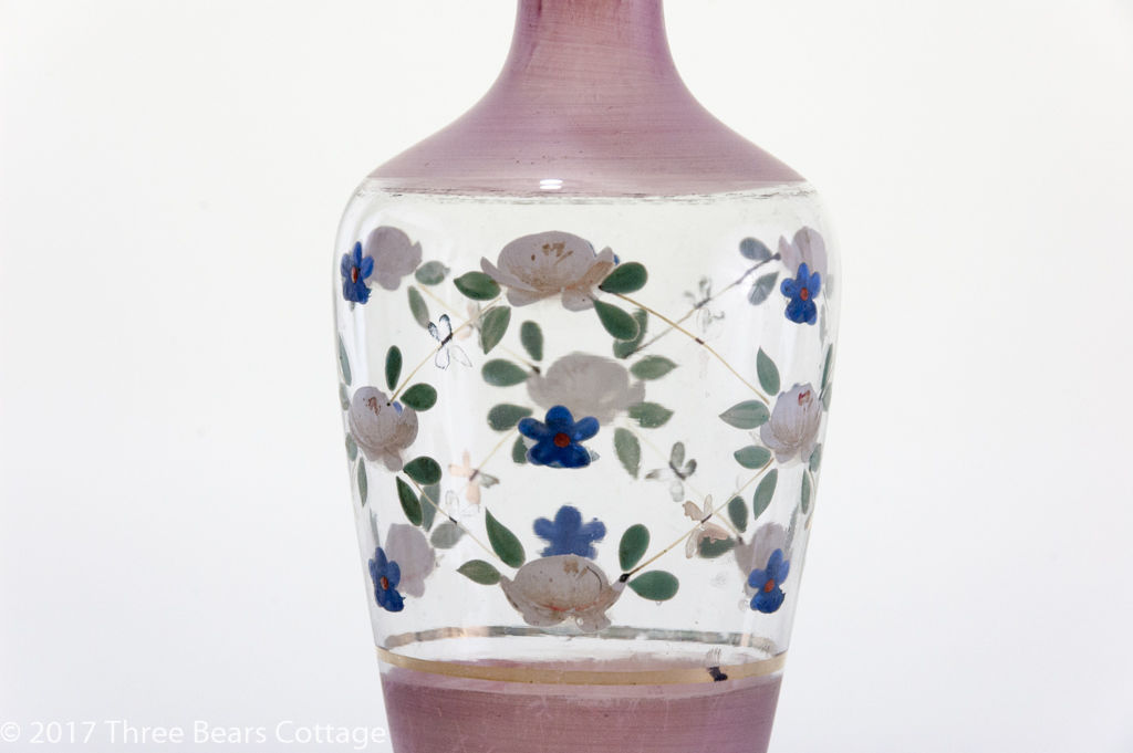 Victorian Pink Hand-Painted Glass Vase